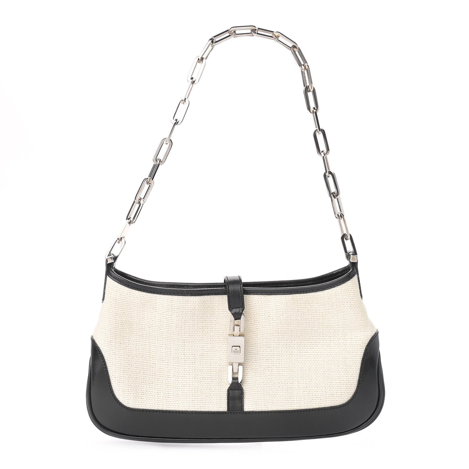 Gucci Canvas Calfskin Jackie O Hobo Black Tan 1 of 10