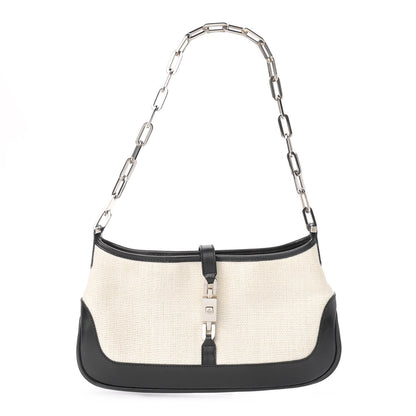 Gucci Canvas Calfskin Jackie O Hobo Black Tan 1 of 10