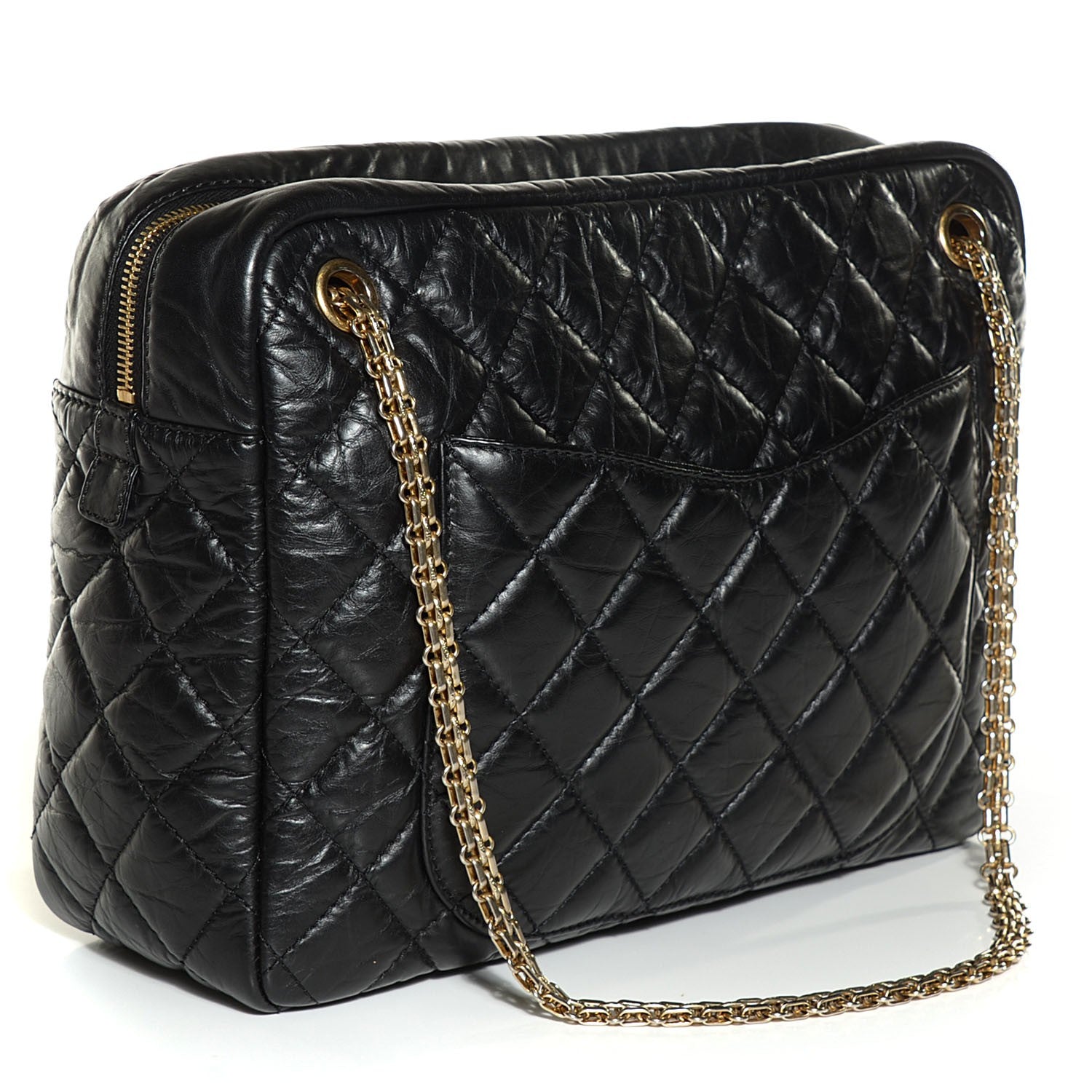 Chanel Aged Calfskin Quilted Large Reissue Camera Case Black 3 of 8