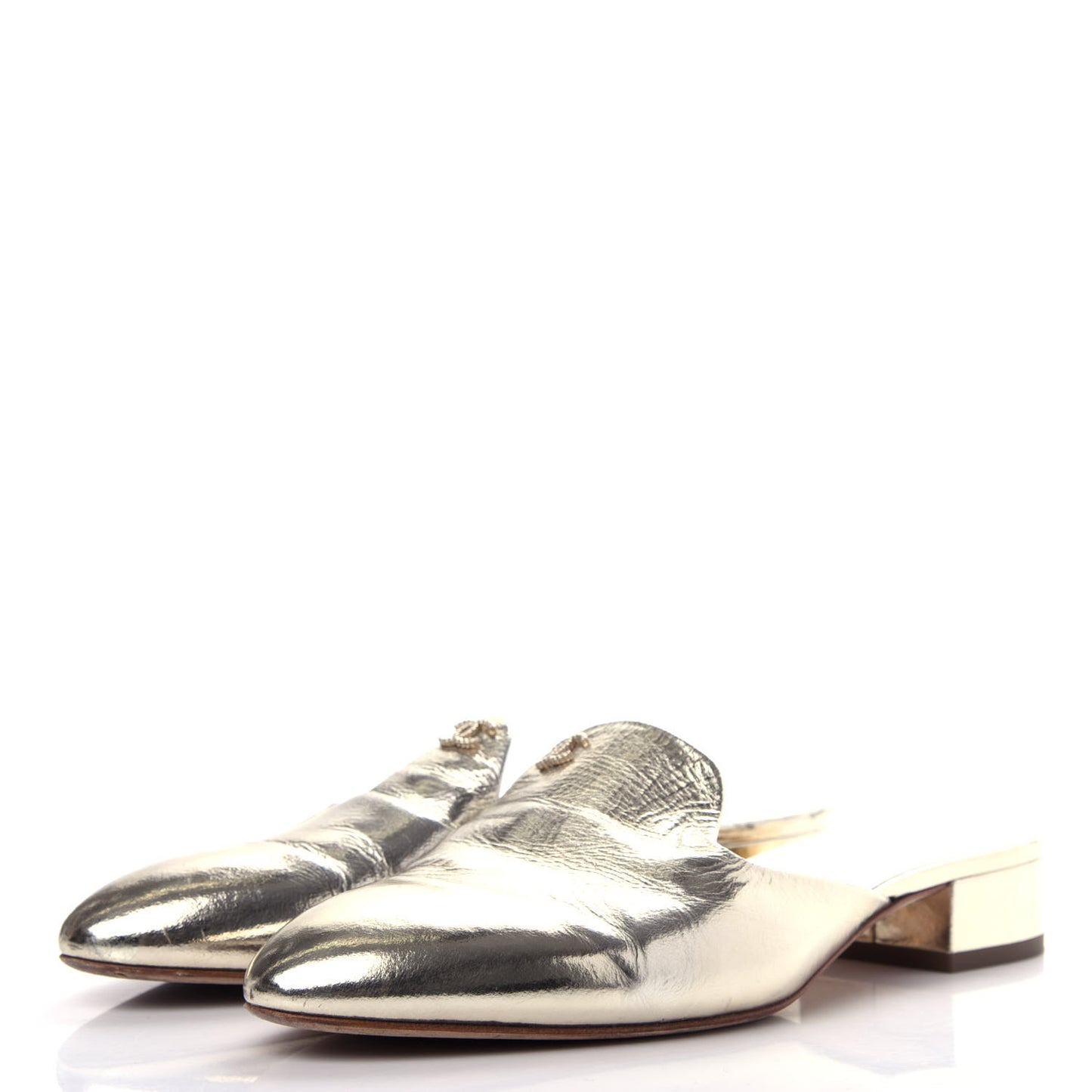 Metallic Sheepskin Mules 39.5 Gold
