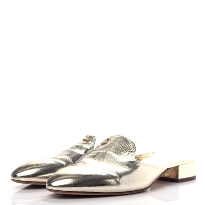 Chanel Metallic Sheepskin Mules 39.5 Gold 3 of 10
