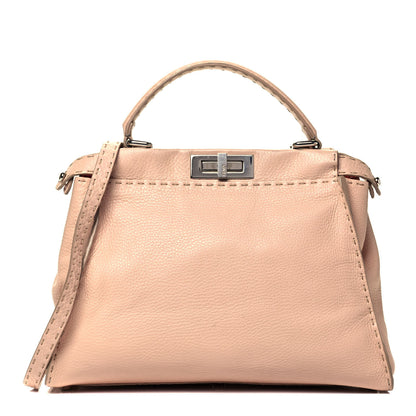 Fendi Cuoio Romano Selleria Bi-Color Medium Peekaboo Iconic Satchel Rosa Plaster Pesca 1 of 9
