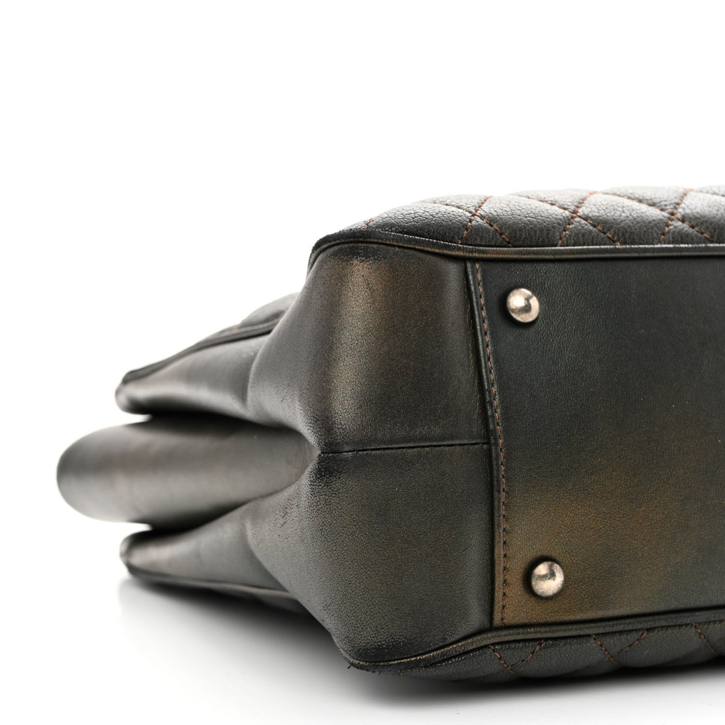 Metallic Goatskin Quilted Medium Rock In Rome Tote Charcoal