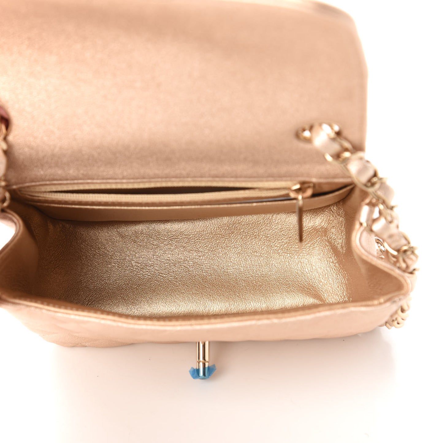 Metallic Lambskin Quilted Mini Square Flap Gold