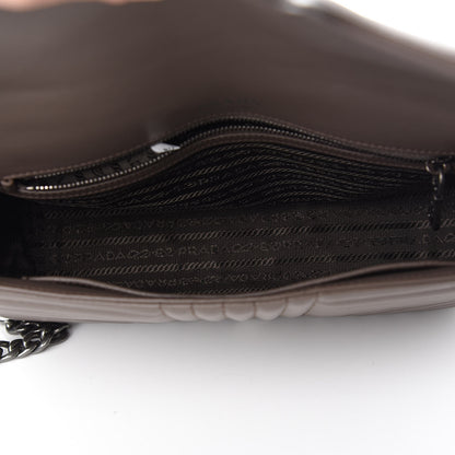 Prada Soft Calfskin Impunture Diagramme Large Chain Flap Shoulder Bag Bambu 5 of 11
