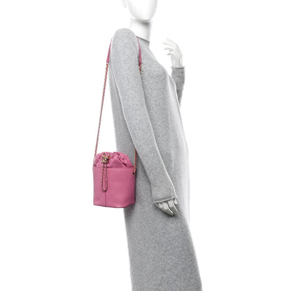 Chanel Calfskin Small CC Chain Bucket Drawstring Bag Pink 3 of 10