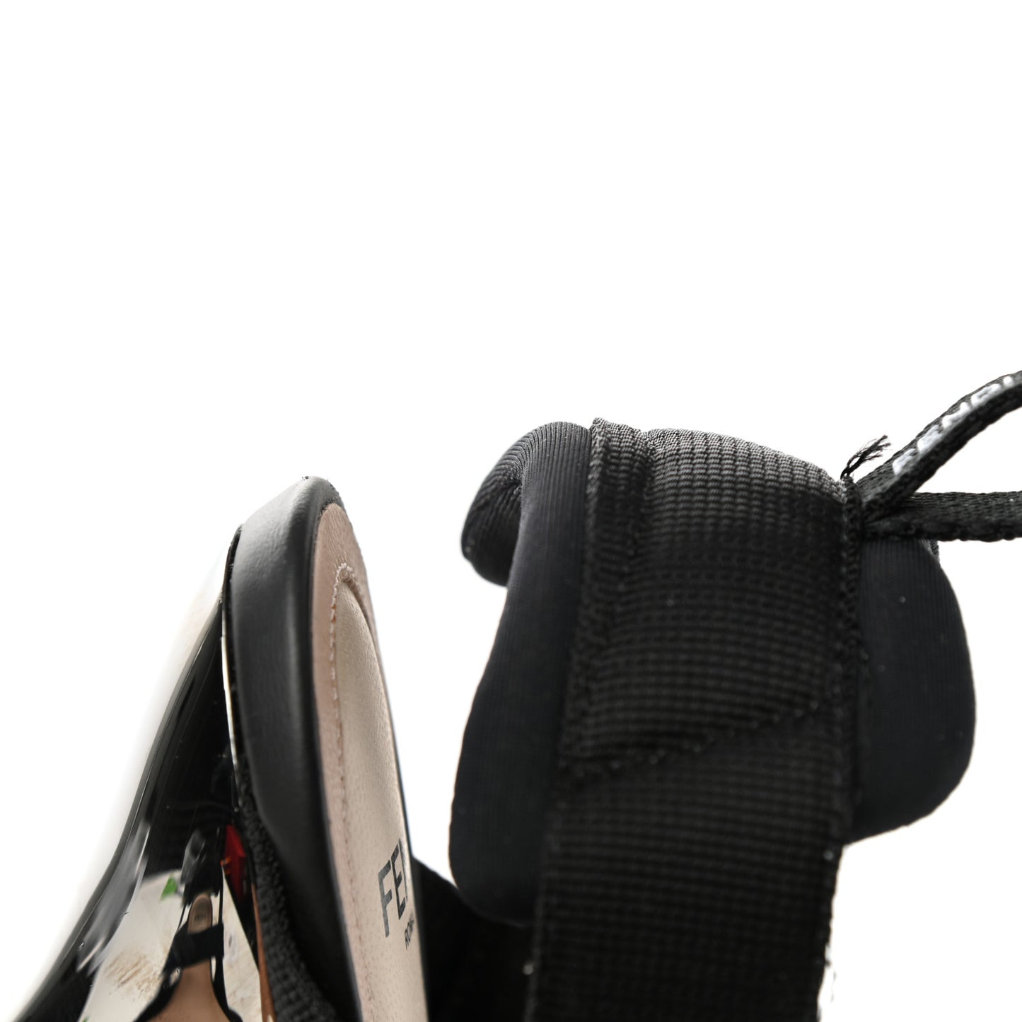 FF Perforated Calfskin Slingback Mid-Heel Pumps 35 Black