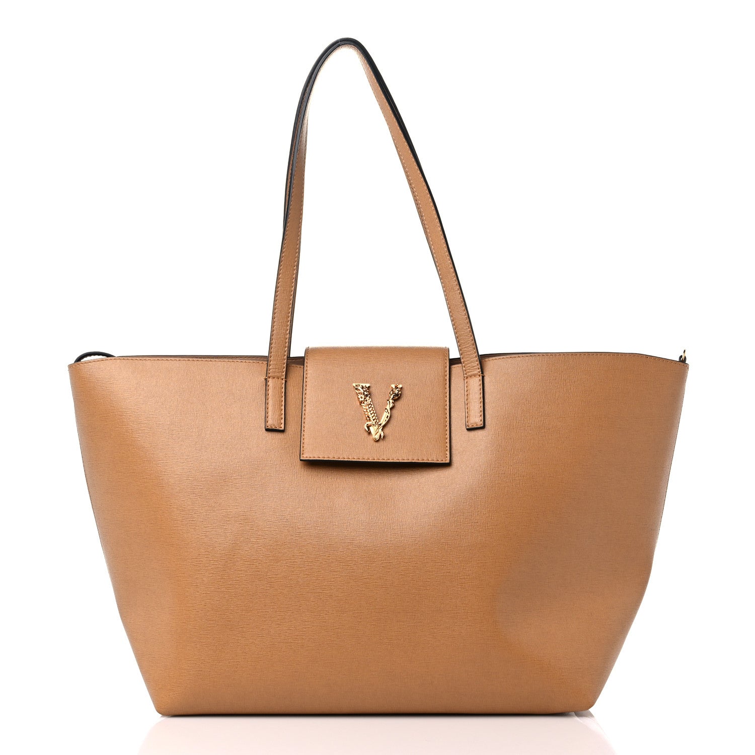Versace Saffiano Virtus Tote Caramel 3 of 10