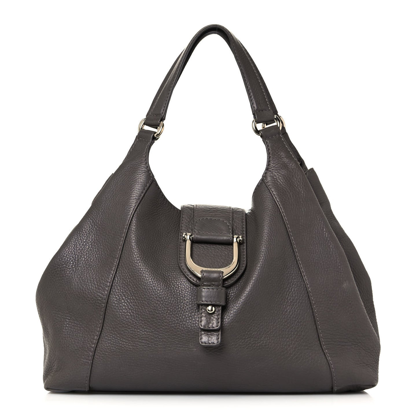 Pebbled Calfskin Medium Greenwich Shoulder Bag Grey