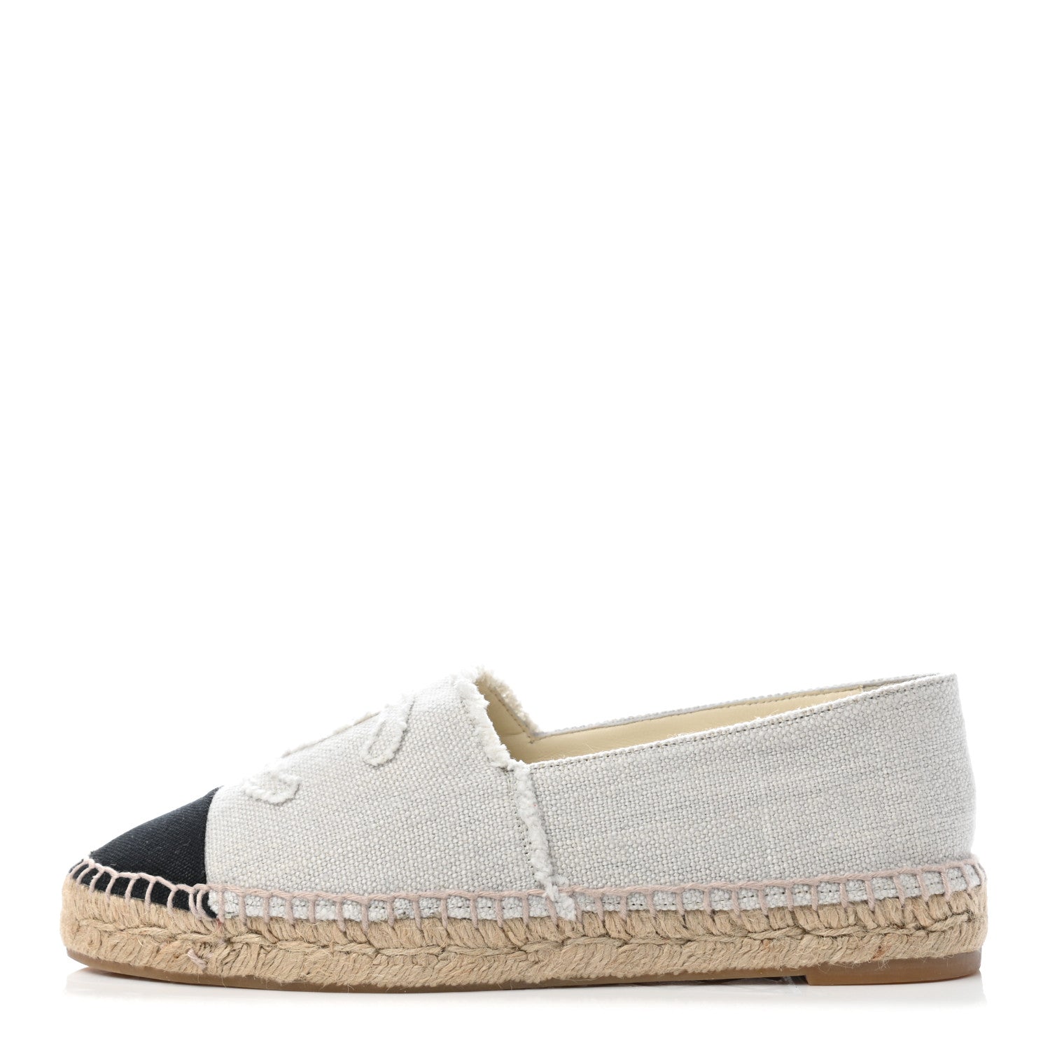 Chanel Linen CC Espadrilles 39 Beige Black 1 of 8