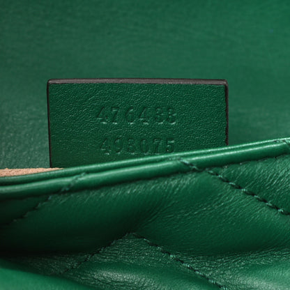 Gucci Calfskin Matelasse Super Mini GG Marmont Shoulder Bag Emerald Green 7 of 11