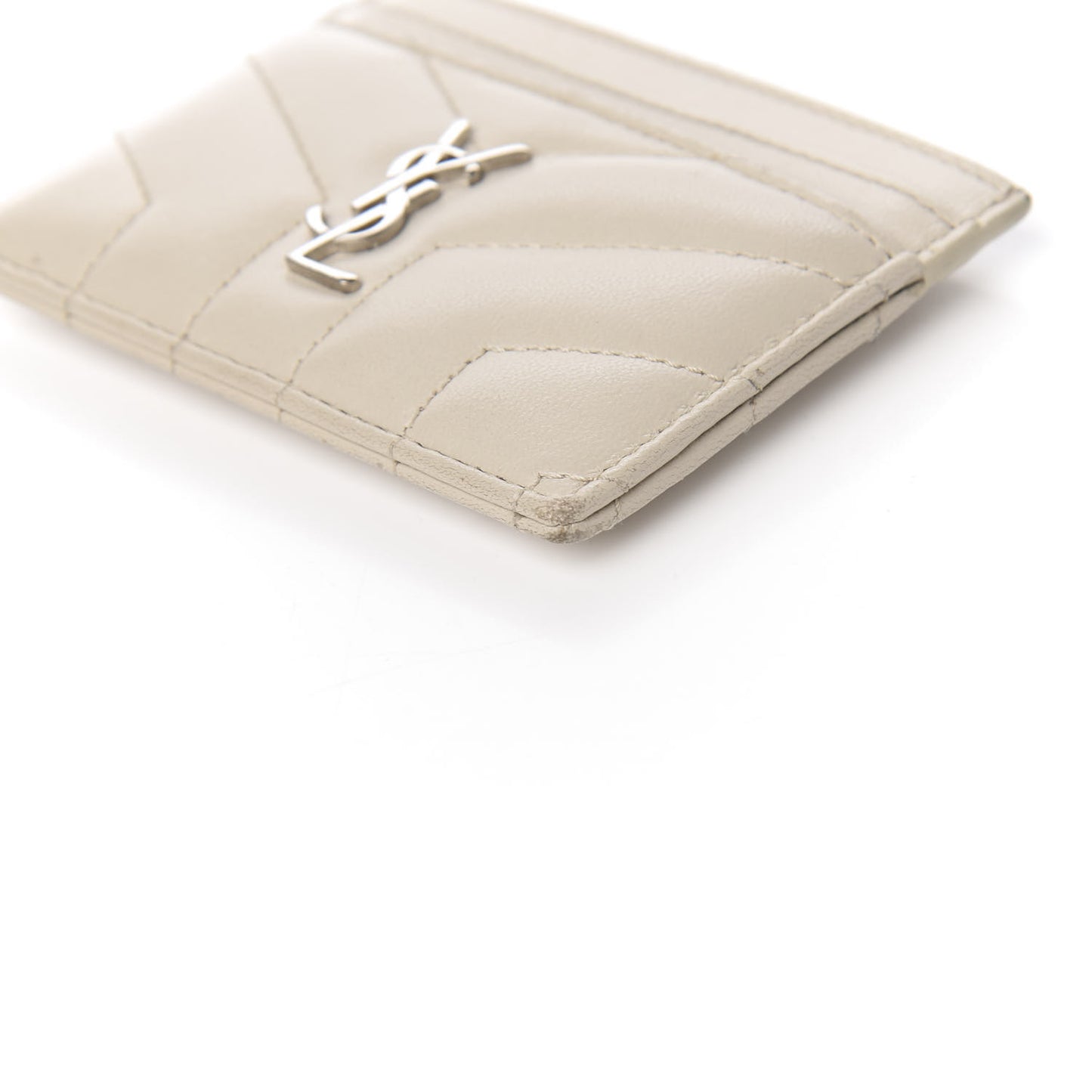 Calfskin Y Quilted Monogram LouLou Credit Card Case Ivory