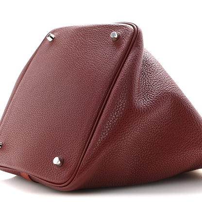 Hermes Taurillon Clemence Swift Picotin Lock 22 MM Rouge H Brique 10 of 14