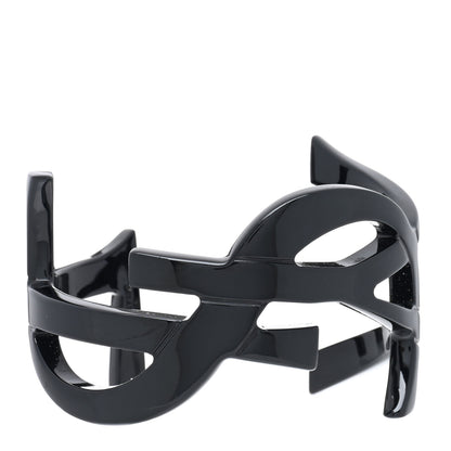 Saint Laurent Brass Monogram Medium Cuff Bracelet Black 1 of 3