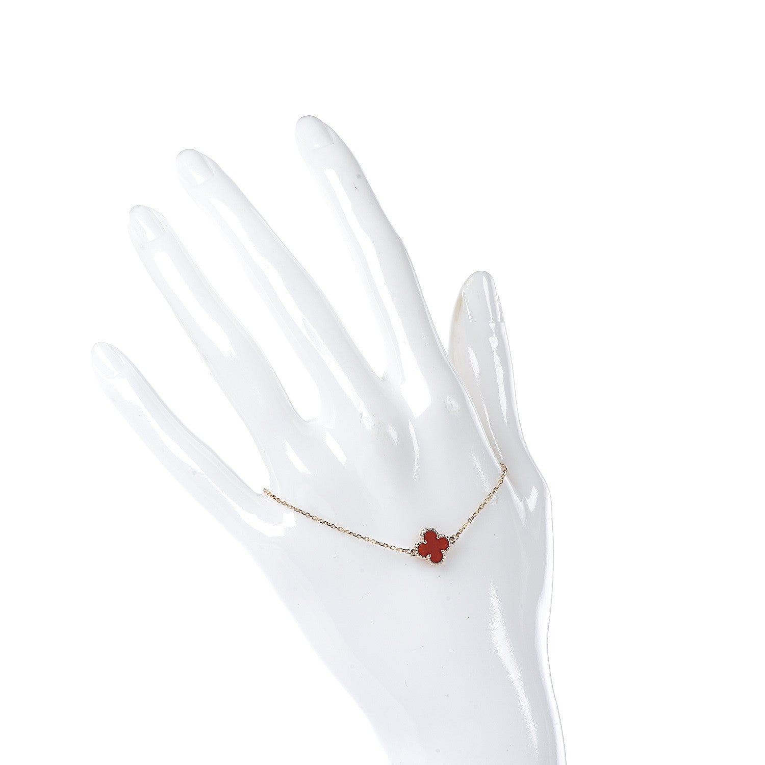 Van Cleef & Arpels 18K Rose Gold Carnelian Sweet Alhambra Bracelet 2 of 7