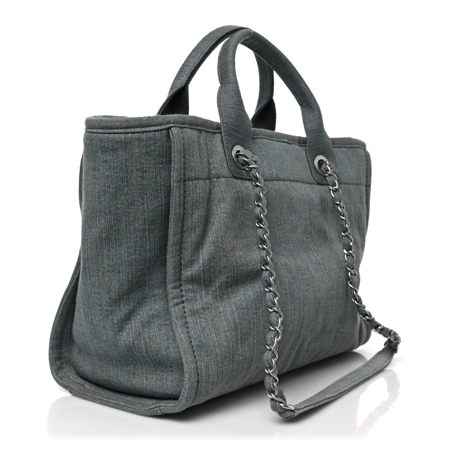 Chanel Denim Small Deauville Tote Light Blue 3 of 8