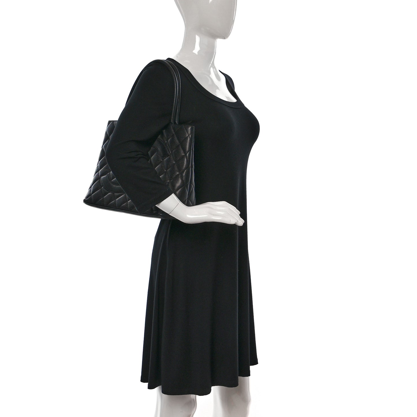 Caviar Quilted Medallion Tote Black
