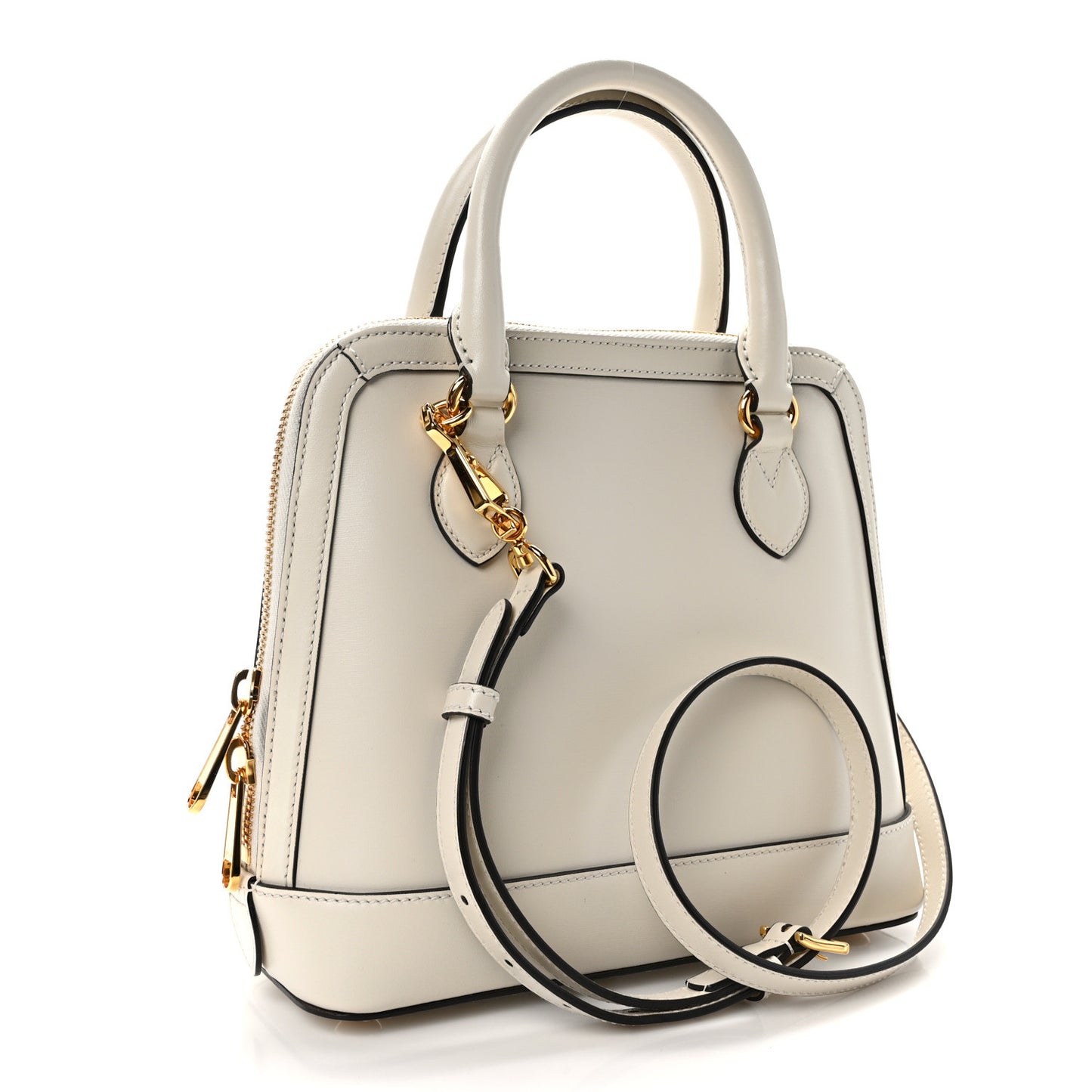 Boarded Plutone Calfskin Small Horsebit 1955 Top Handle Bag Mystic White