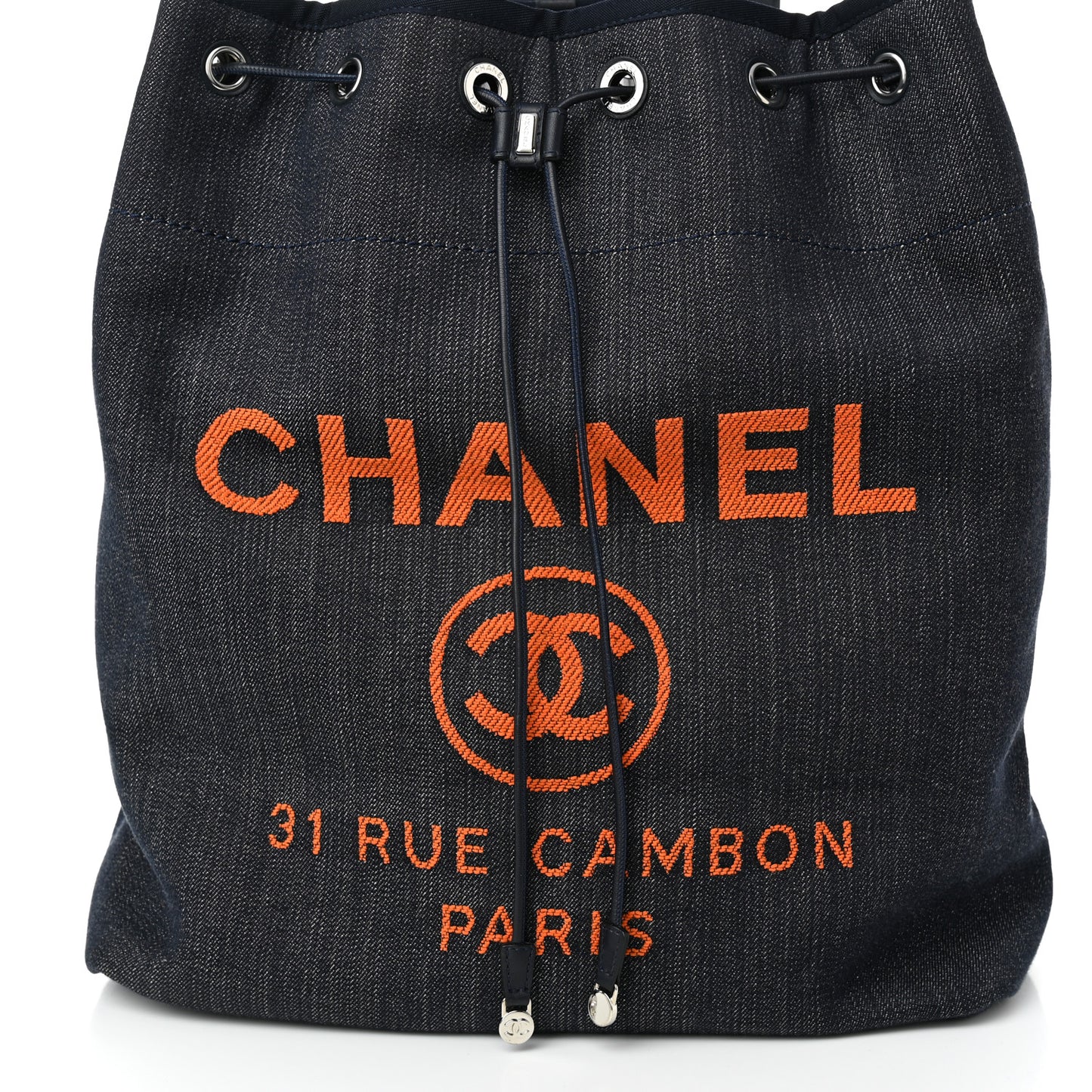 Denim Deauville Drawstring Bag Blue Orange