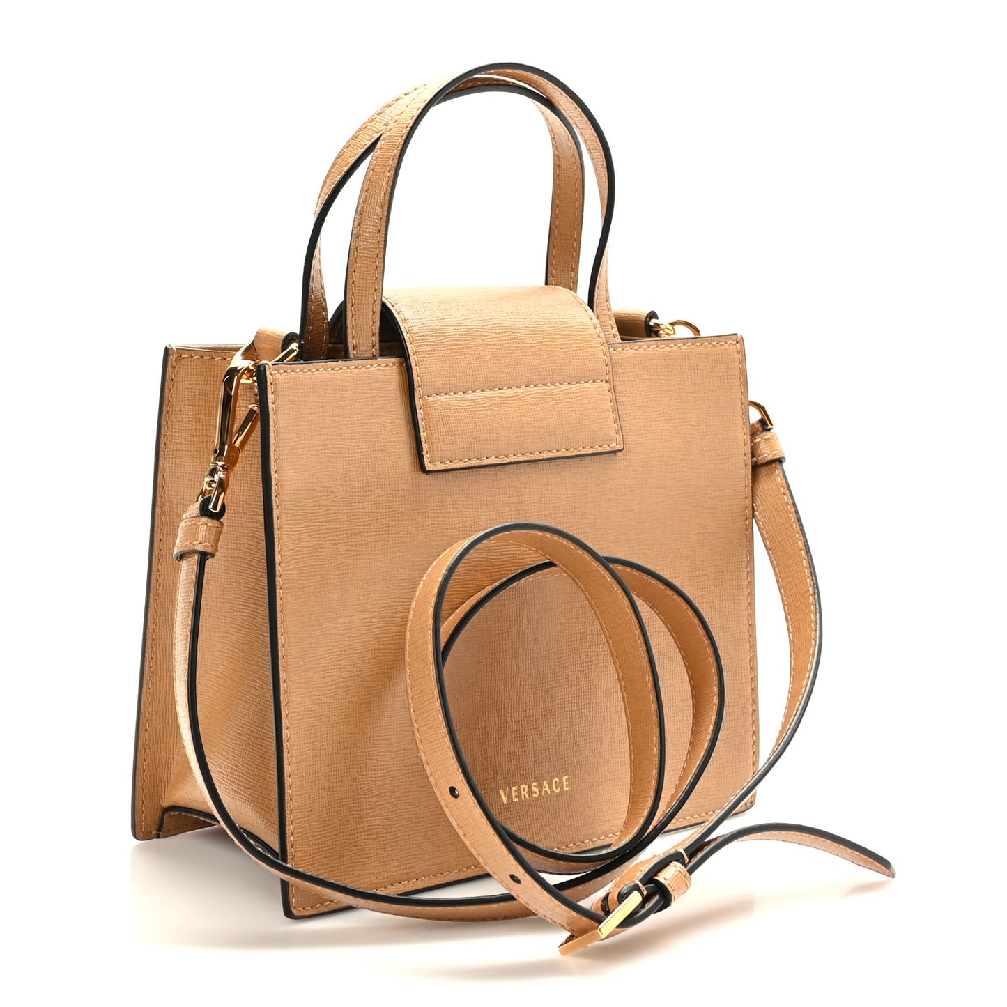 Saffiano Virtus Top Handle Shoulder Bag Camel