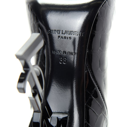 Saint Laurent Alligator Embossed Patent Calfskin Opyum 110 Ankle Boots 36 Black 9 of 11