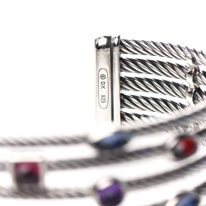 David Yurman Sterling Silver Garnet Iolite Amethyst Pink Tourmaline Confetti Five Row Bracelet 4 of 4