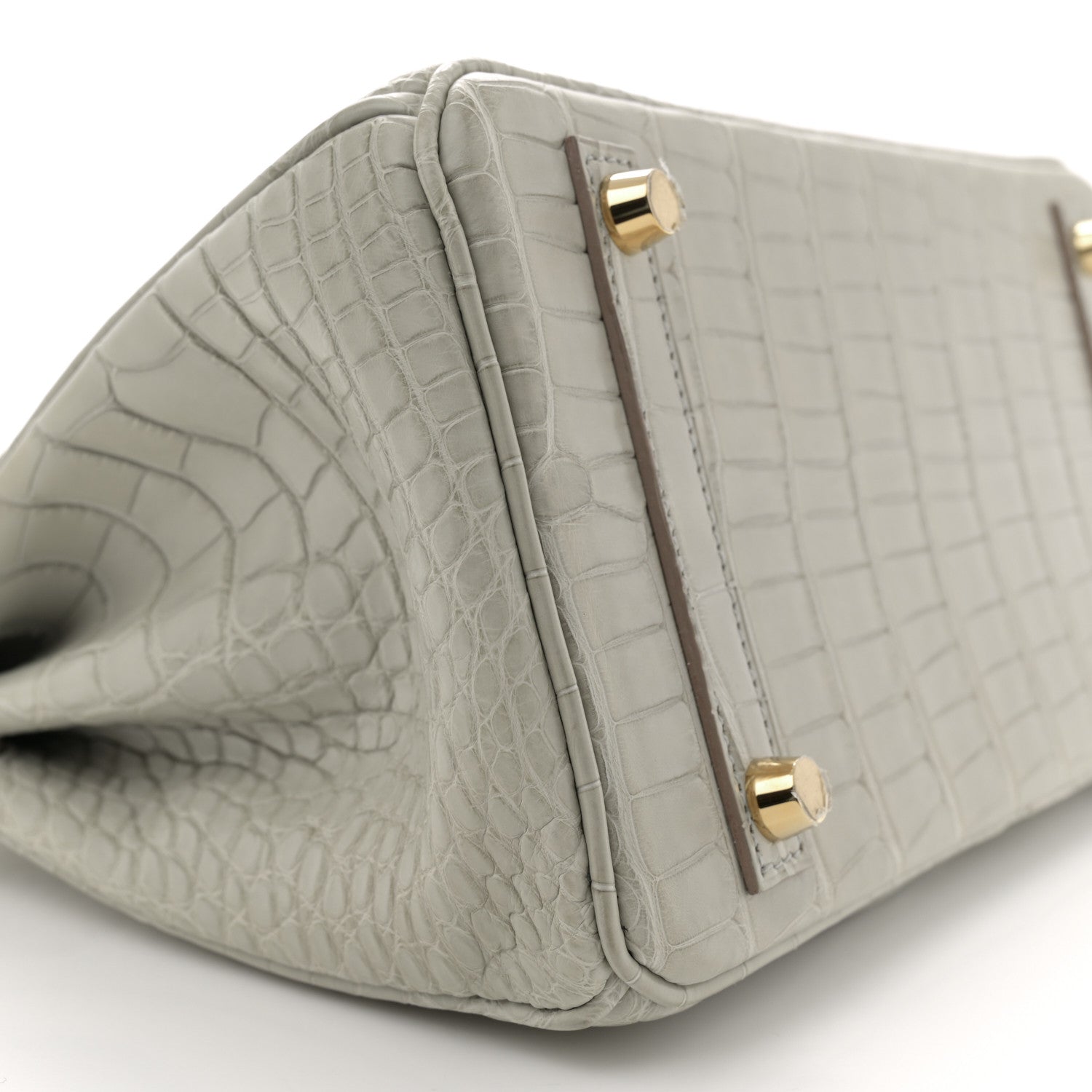 Hermes Matte Alligator Horseshoe Birkin 25 Gris Perle 9 of 11