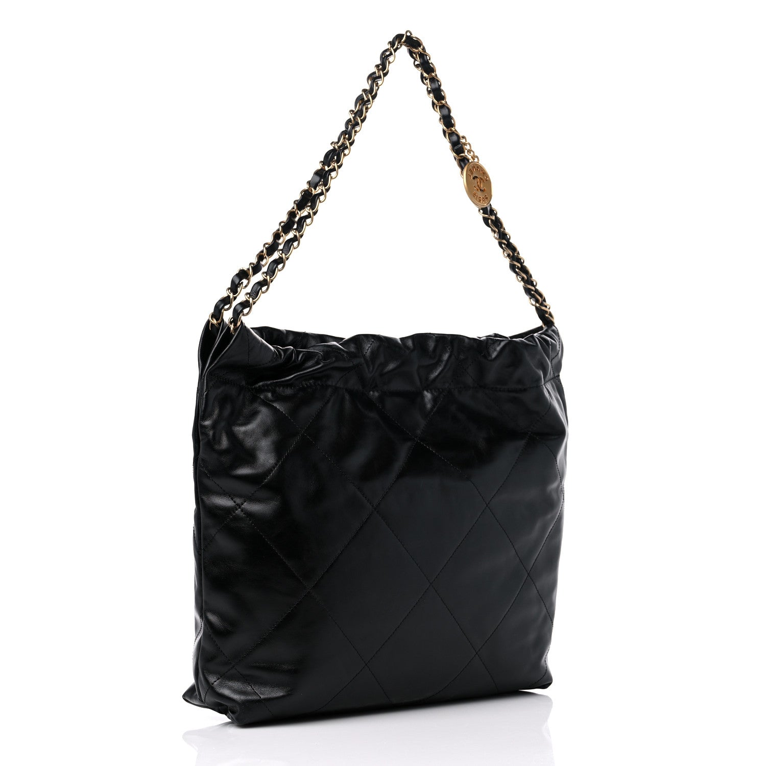 Chanel Shiny Calfskin Quilted Small Chanel 22 Black 3 of 9