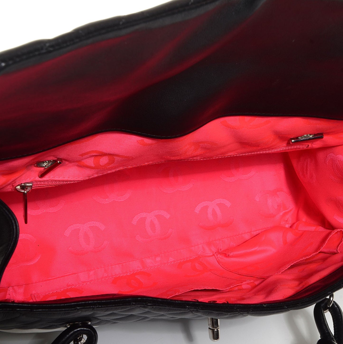 Calfskin Quilted Large Cambon Flap Black White