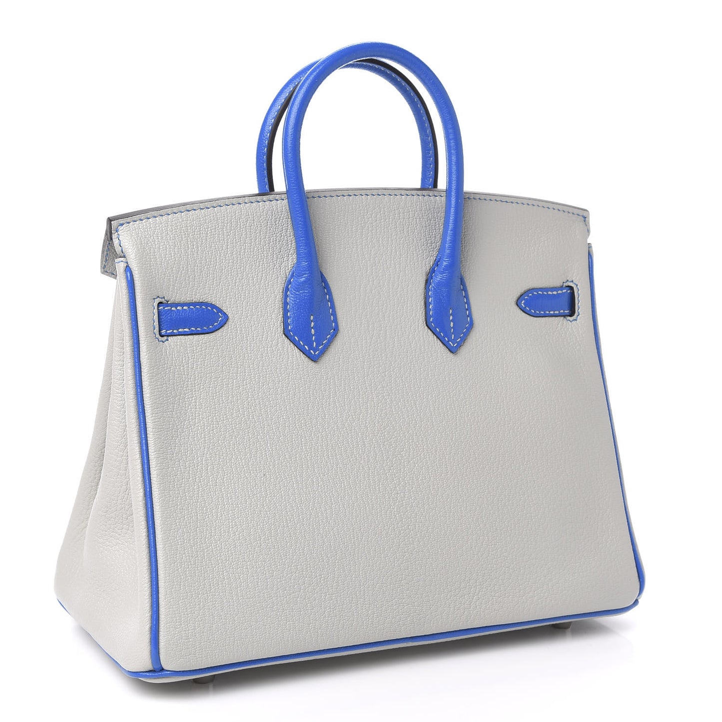 Chevre Mysore Horseshoe Birkin 25 Gris Perle Bleu Hydra