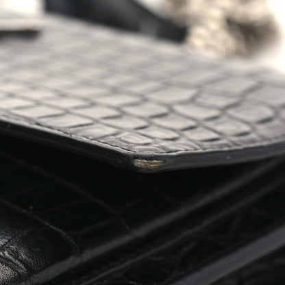Saint Laurent Calfskin Crocodile Embossed Medium Monogram Sunset Black 10 of 11