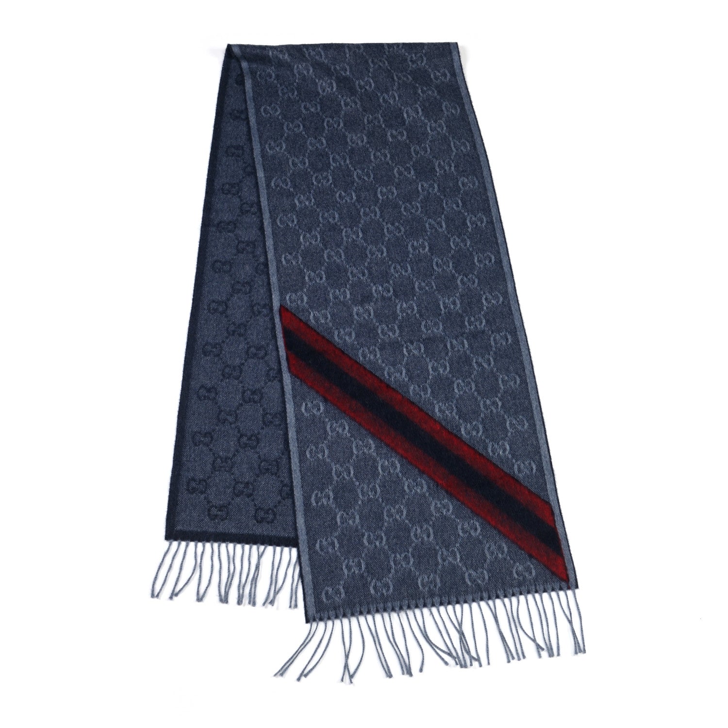 Gucci Wool Alpaca Monogram Web New Nikky Scarf Midnight Blue 2 of 4