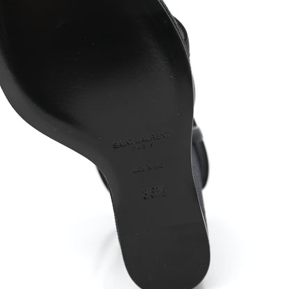 Saint Laurent Calfskin Canvas Cassandra 105 Wedge Sandals 36.5 Black 6 of 10