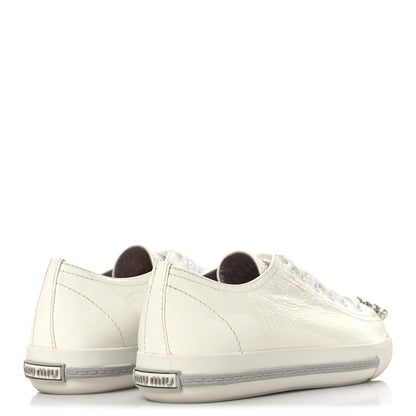 Miu Miu Naplak Crystal Low Top Sneakers 38 Bianco 5 of 10