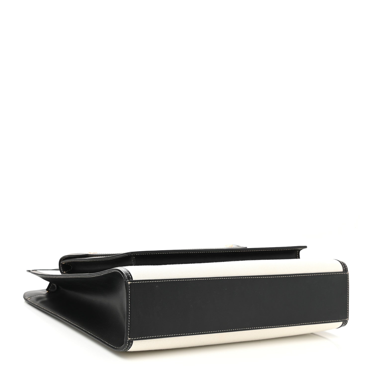 Burberry Canvas Smooth Calfskin Two Tone Medium Pocket Bag Natural Black 4 of 10