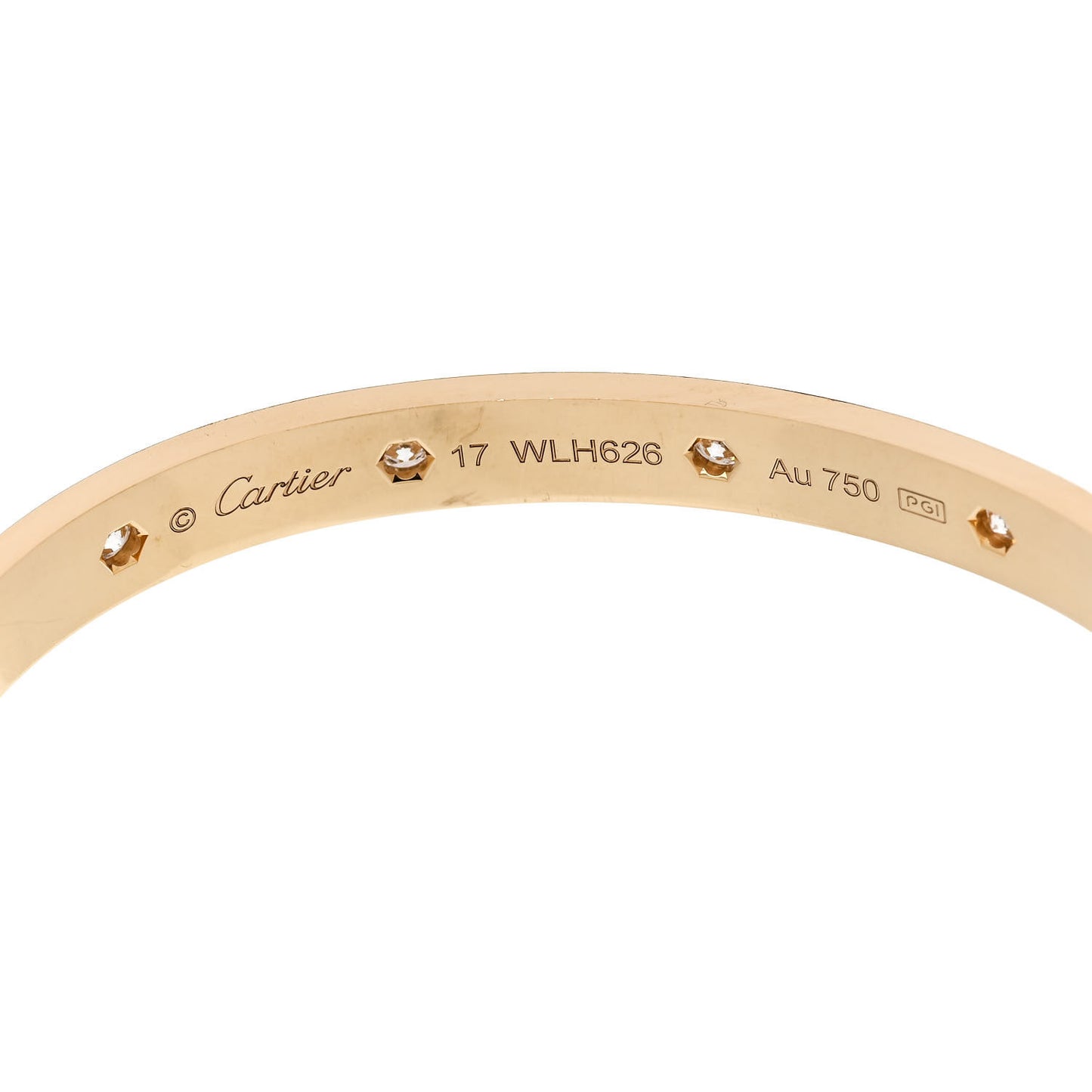 18K Yellow Gold 10 Diamond LOVE Bracelet 17