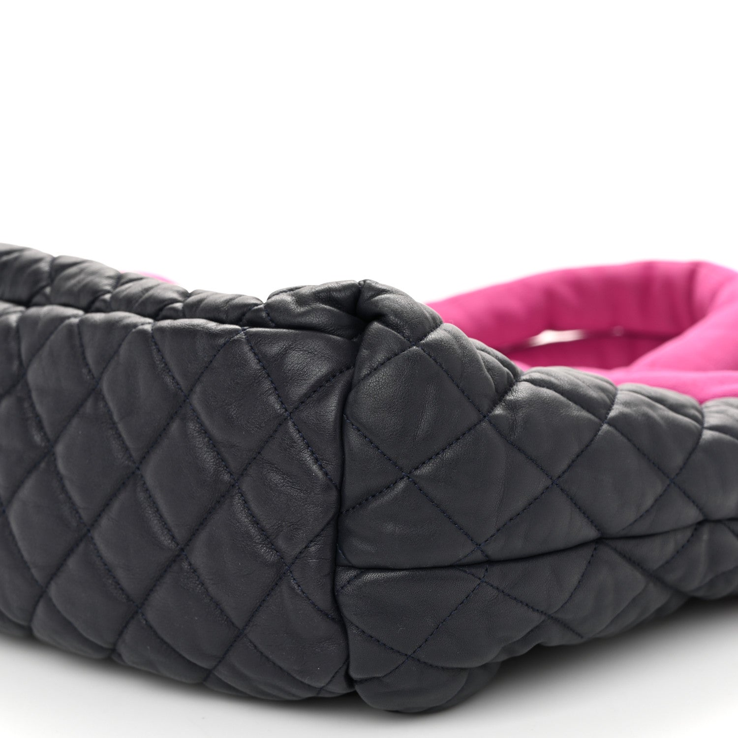 Chanel Lambskin Jersey Quilted Medium Coco Cocoon Reversible Tote Navy Fuchsia 15 of 19