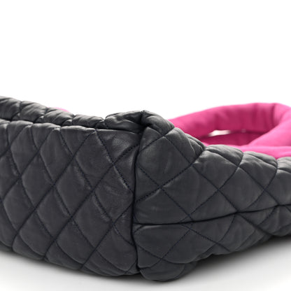 Chanel Lambskin Jersey Quilted Medium Coco Cocoon Reversible Tote Navy Fuchsia 15 of 19