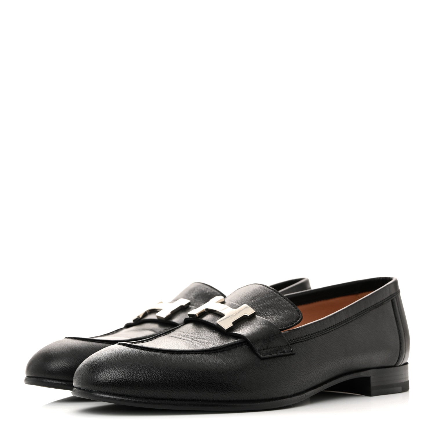 Hermes Goatskin Womens Paris Loafers 36.5 Black 4 of 10