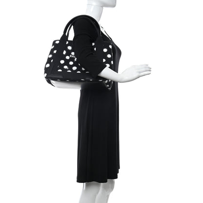 Balenciaga Cotton Canvas Spray Polka Dot S Navy Cabas Black White 2 of 11