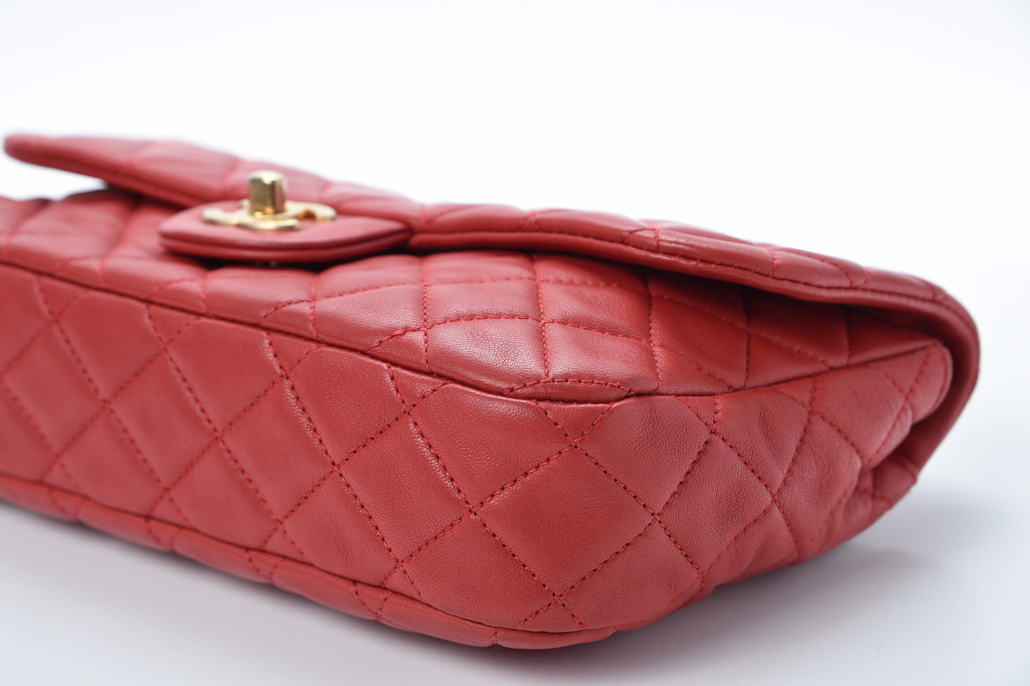Lambskin Quilted Valentine Charms Medium Flap Red
