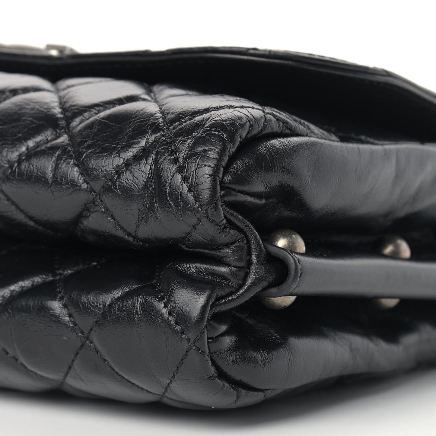 Glazed Calfskin Quilted Soft Boy Flap Black
