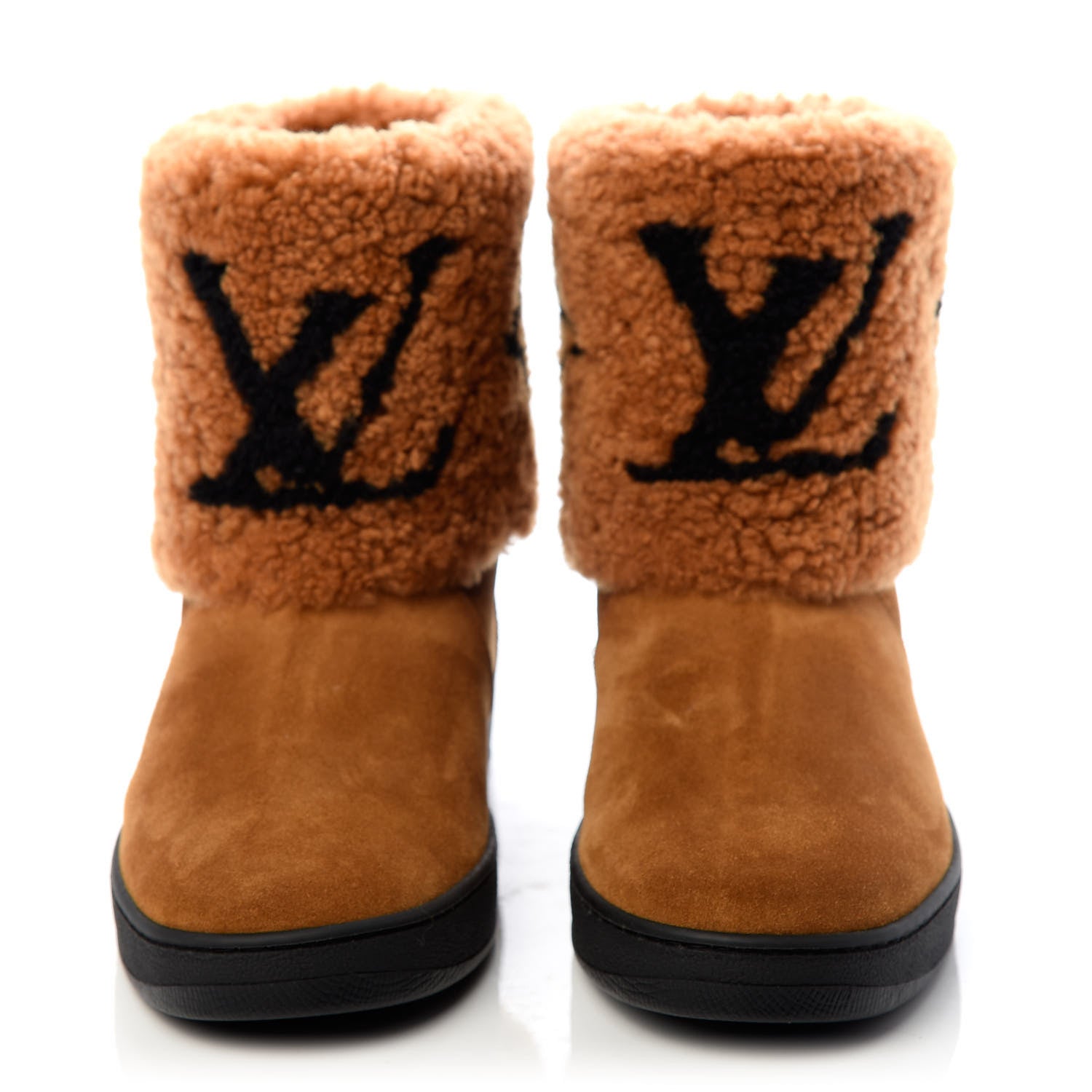 Louis Vuitton Suede Calfskin Shearling Snowdrop Flat Ankle Boot 40 Cognac 2 of 10