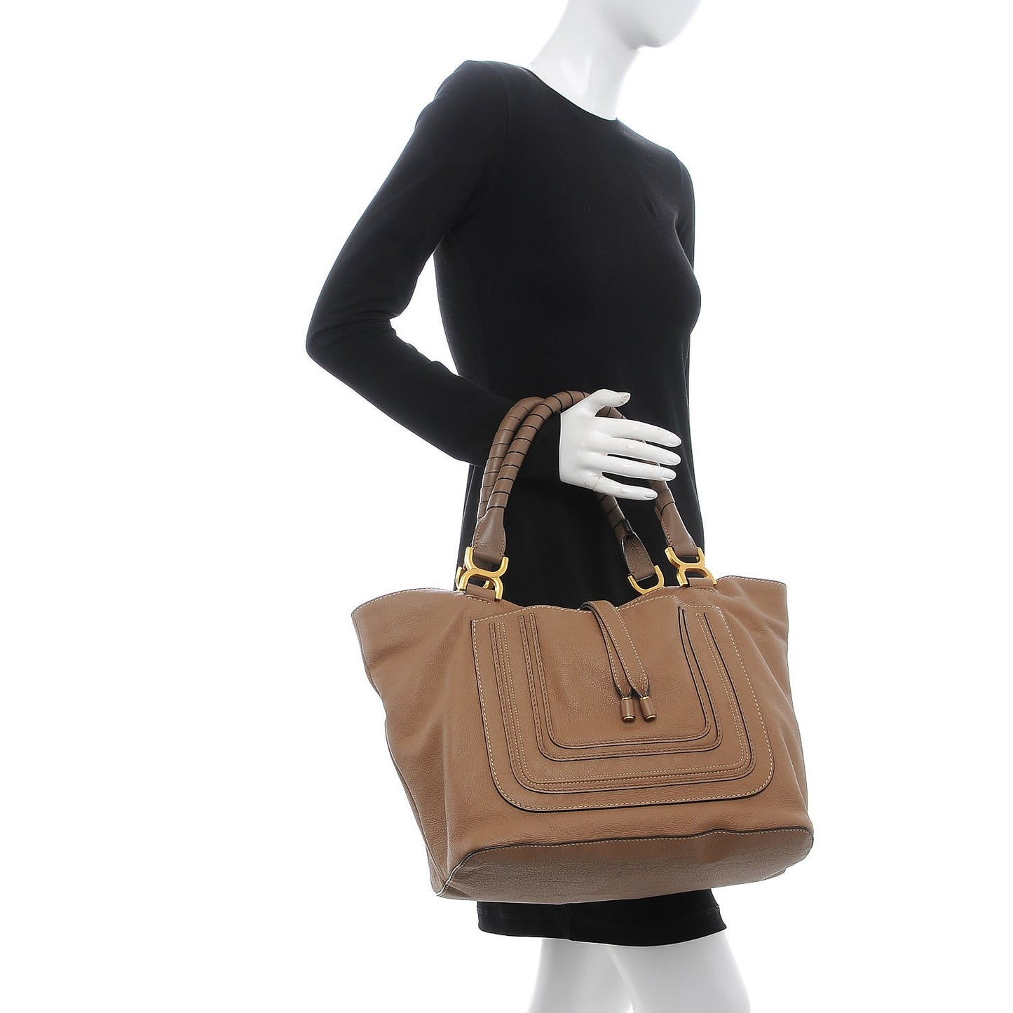 Calfskin Large New Marcie Tote Nut