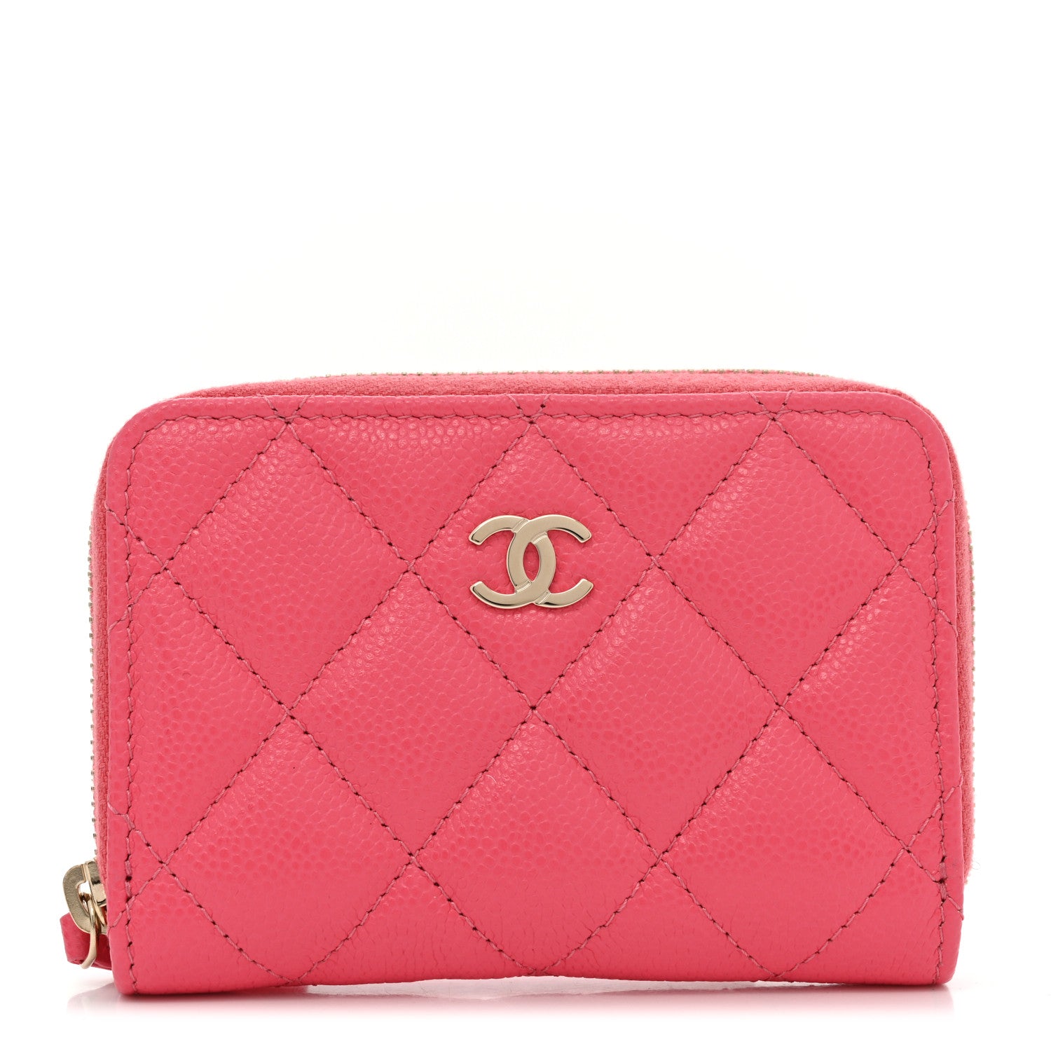 Chanel Caviar Quilted Zip Coin Purse Pink 1 of 8