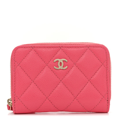 Chanel Caviar Quilted Zip Coin Purse Pink 1 of 8