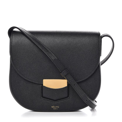 Celine Grained Calfskin Small Trotteur Black 1 of 8