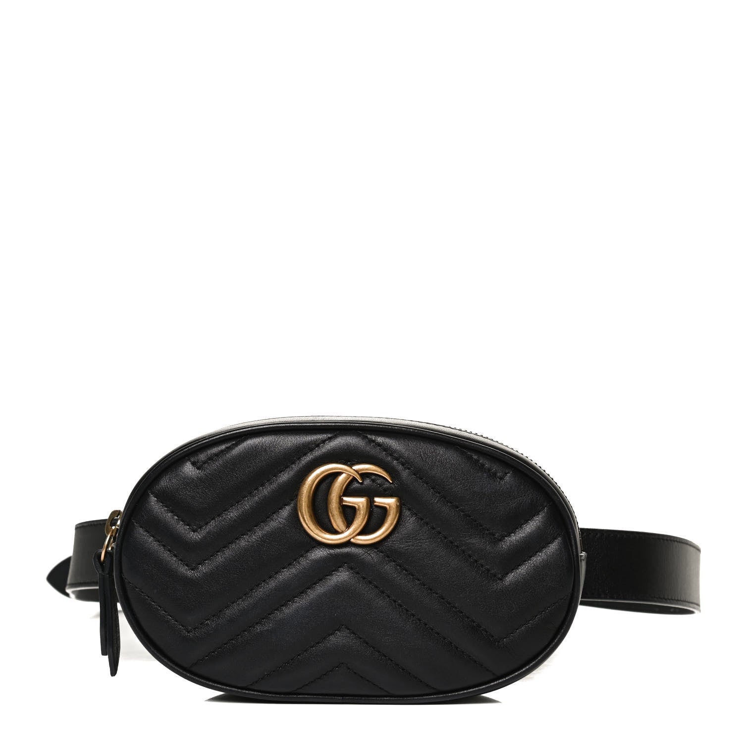 Gucci Calfskin Matelasse GG Marmont Belt Bag 95 38 Black 2 of 13