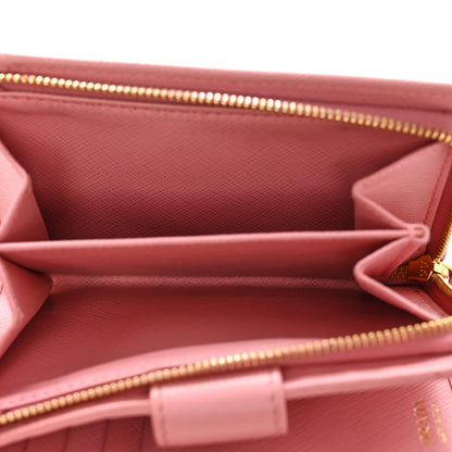 Prada Saffiano Metal Compact Wallet Peonia Petalo 7 of 11