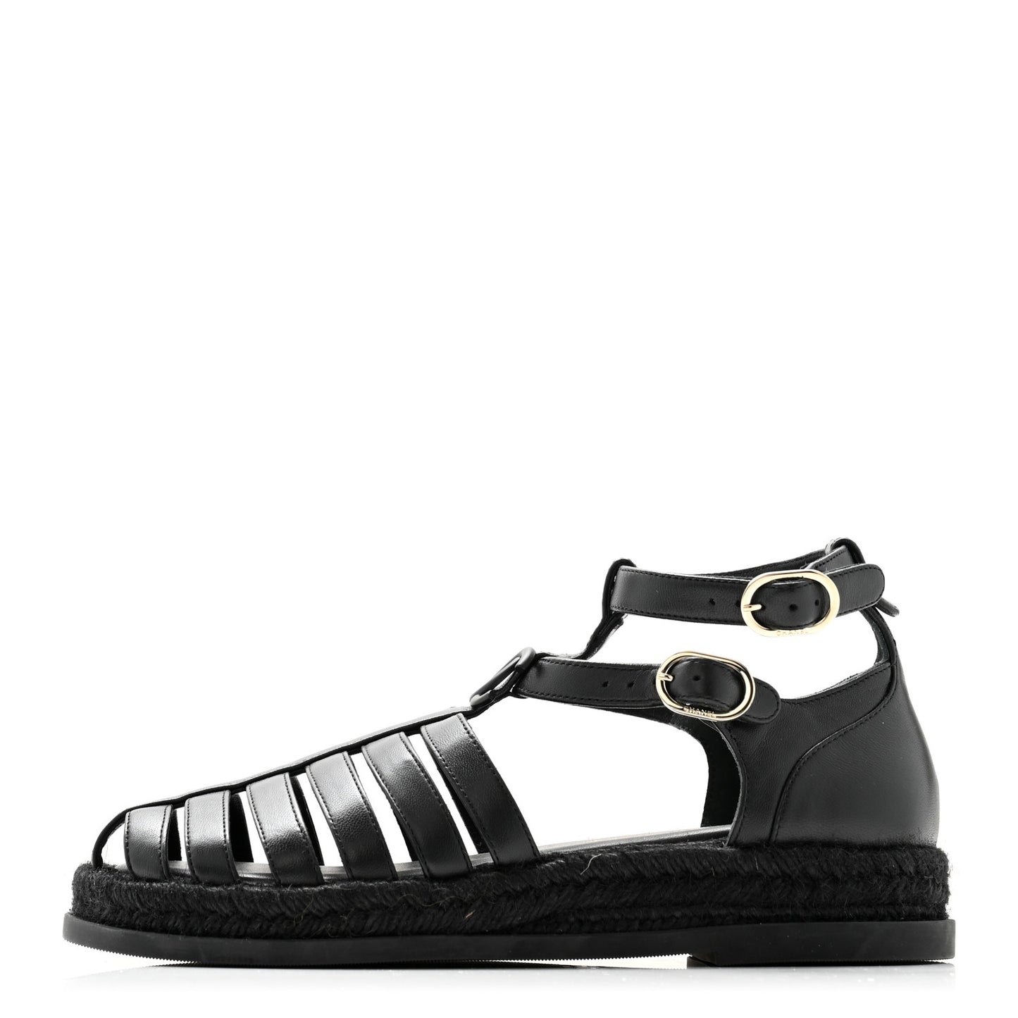 Lambskin Espadrille Sandals 37 Black